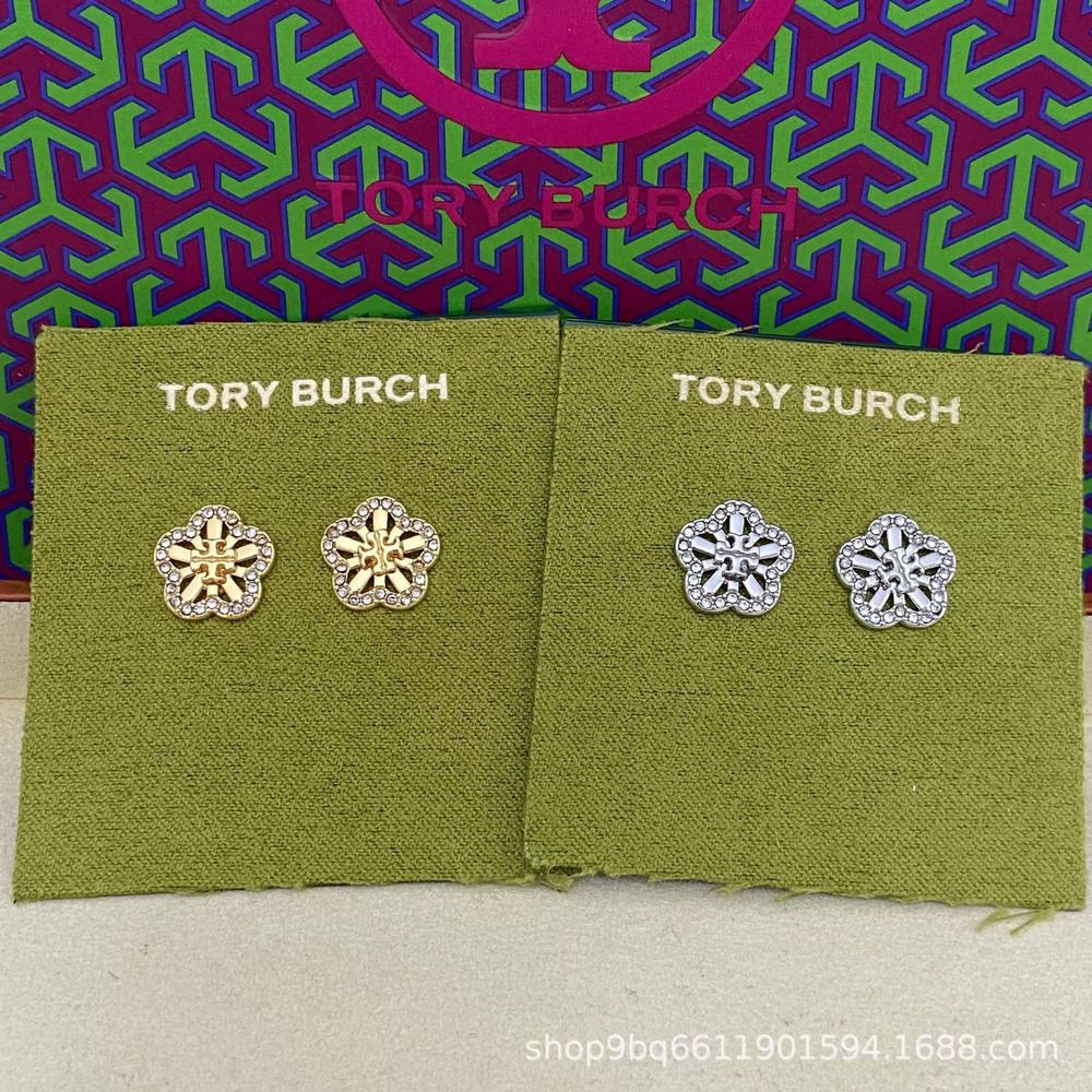 Tory Burch Rhinestone Flower Stud Earrings